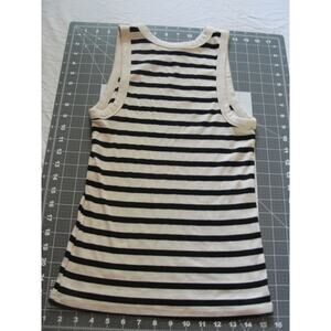 A new day striped tank top featuring a  cream-colored trim size medium